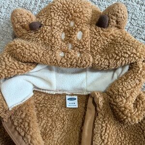 Old Navy Teddy Fuzzy Onesie Footie Deer Costume Zippered 6-12 Month